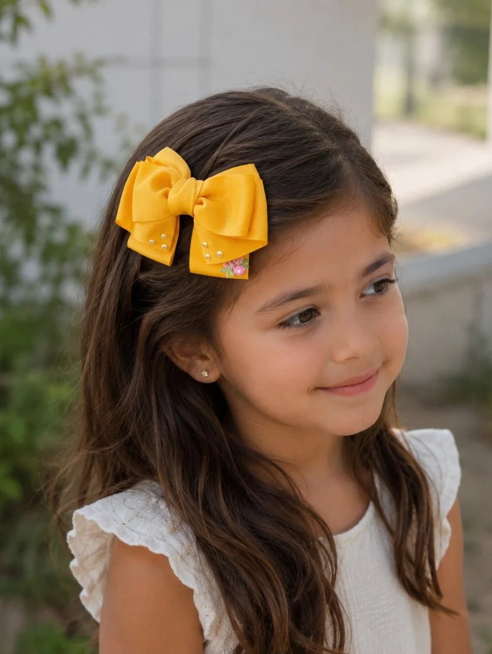 Kids Triple Bow Hair Clips in Light Green, Turquoise & Yellow🎀✨